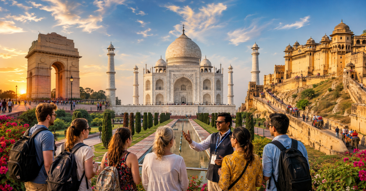 Sunrise at the Taj Mahal during a Golden Triangle Tour
